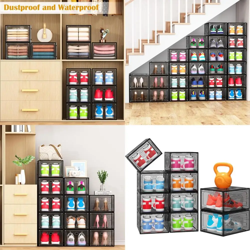 

Штабелируемый магнитный органайзер для обуви: складное, компактное хранилище для обуви в шкафах, прихожей и под кроватьях.