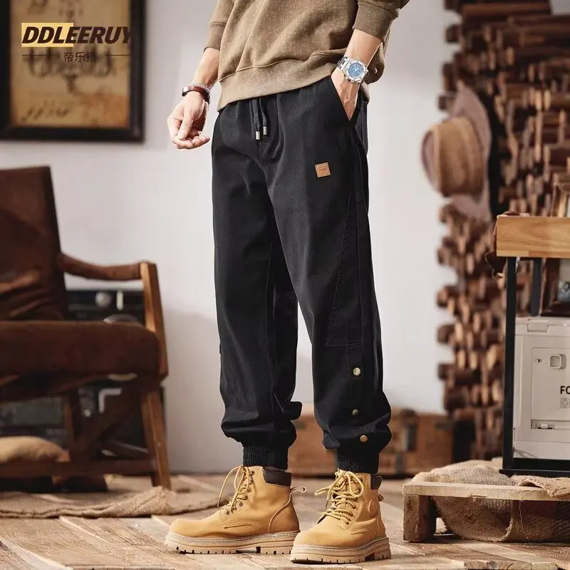 

S-5XL Men's Sweatpants Solid Loose Fit Mens Pants Autumn Fashion Black Joggers Pants Unisex Elastic Waist Track Male Trouser New