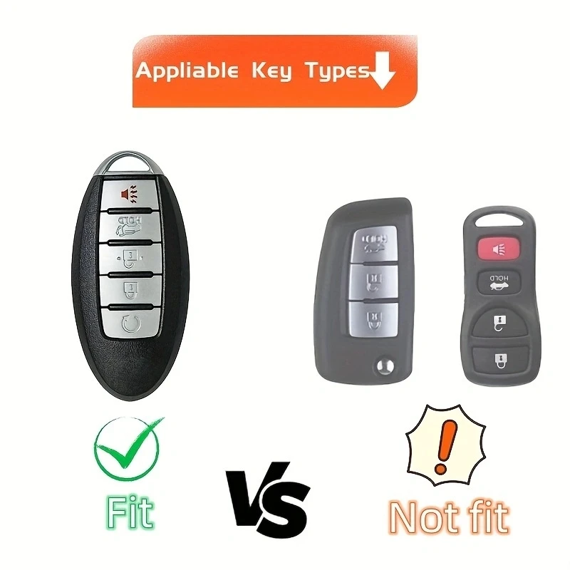 Soft Full Protection Car Key FOB Cover With Keychain for Nissan Maxima Rogue Armada Pathfinder Versa 5 Buttons