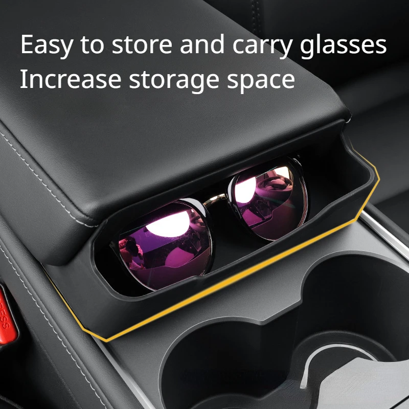 For Tesla Model Y Armrest Box Glasses Box Central Control Glasses Case Tray Phone Sunglasses Storage Box Car Accessories Modely