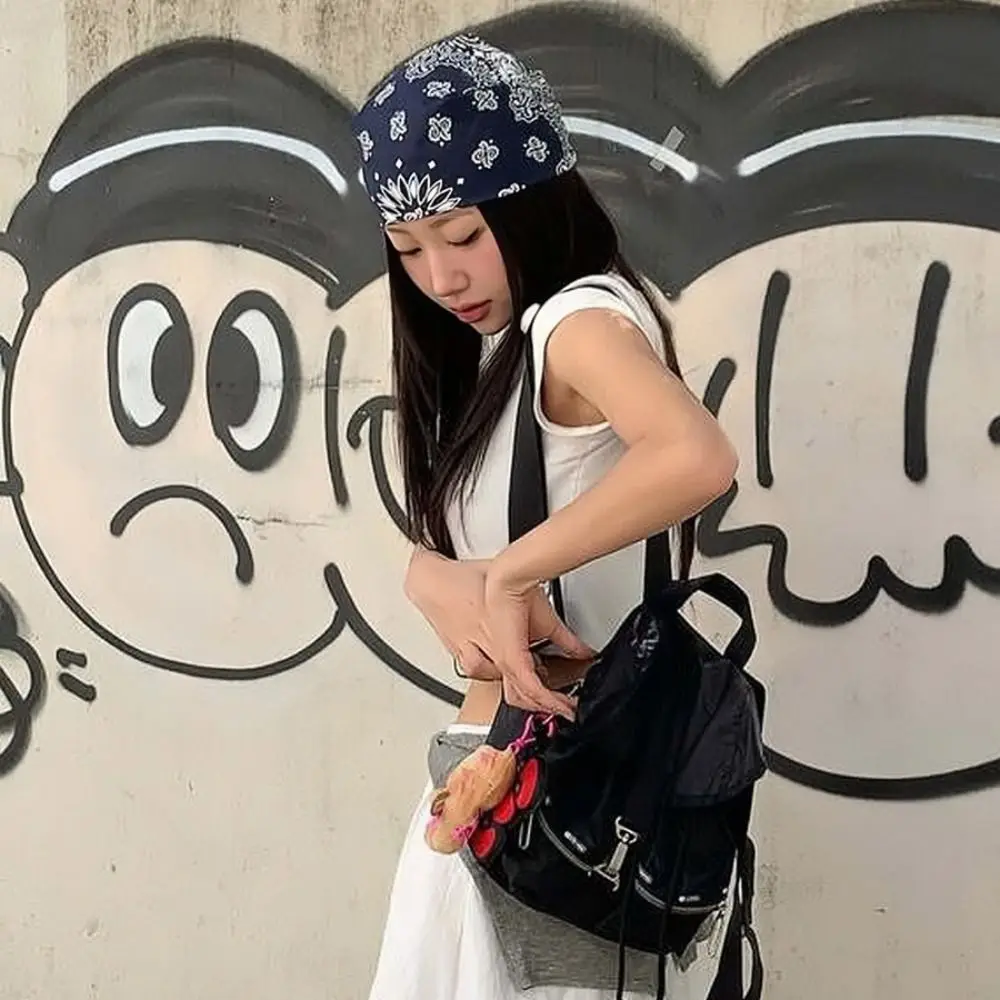 모자 Y2K 레오파드 프린트 헤어 스카프 매운 소녀 터번 스타 헤어 밴드 레트로 힙합 펑크 두건 streetwear