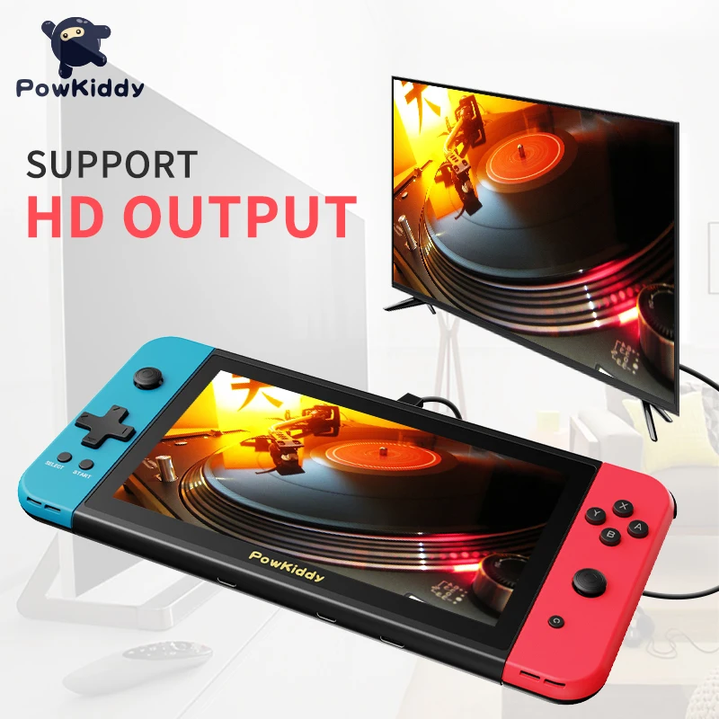 POWKIDDY X2 Handheld Video Game Players 7 Inch IPS Screen Support PS1 Emulator 3D Joystick Ultra-thin Retro Arcade Console