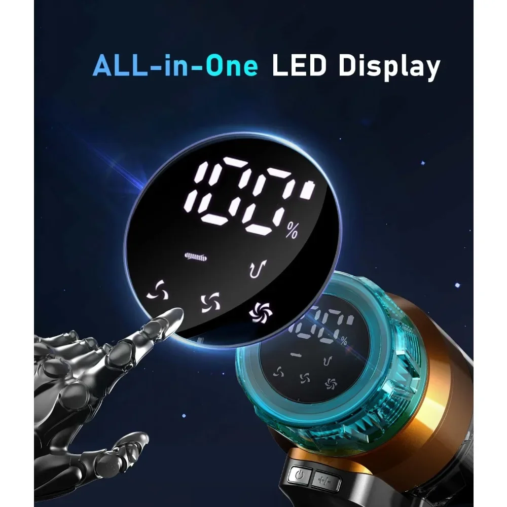 مكنسة كهربائية لاسلكية قابلة للتخصيص بقدرة 600 وات و55 كيلو باسكال، ما يصل إلى 55 دقيقة، مكانس كهربائية للمنزل قابلة لإعادة الشحن على الحائط OLED