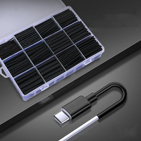 127/650Pcs Black Heat Shrink Tubing Kit Thermoresistant Tubing Shrink Wire Wrapping Cable Insulation Sleeves Protecter