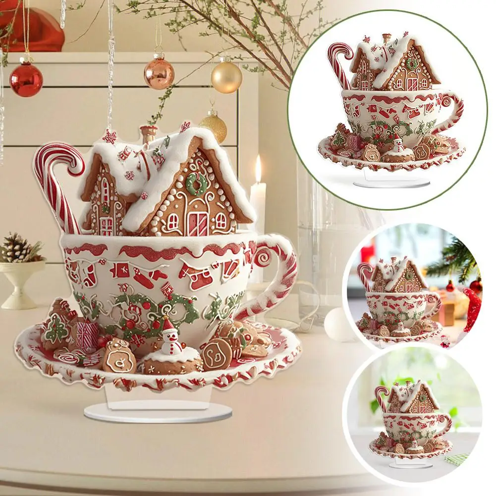 Hot Cocoa Coffee Ornaments For Christmas Tree Christmas Snow House Hot Chocolate Mug 2d Acrylic Christmas Decor I4w4