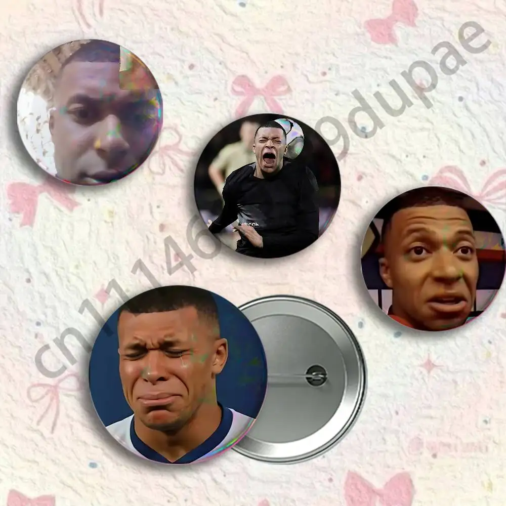 Meme Kylian M-Mbappe Button Pin Single Pack Anime Merch for Ita Bags Badge Collectible Buttons