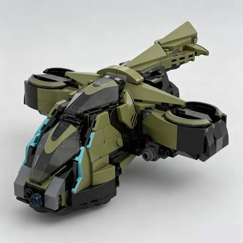 408PCS Heavy Gunship Aircraft Model Building Blocks MOC Assembly Creative Sci Fi Puzzle Toy Gift Collection Display Educational