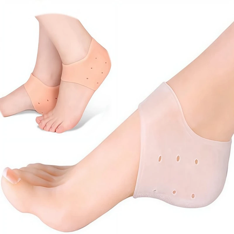 2Pcs Silicone Feet Care Socks Moisturizing Gel Heel Thin Socks with Hole Cracked Foot Skin Care Protectors Lace Heel Cover