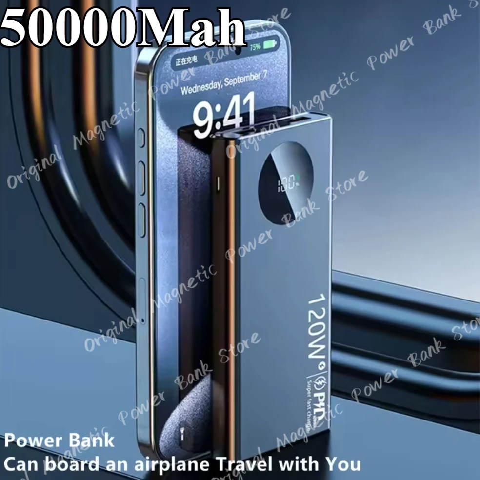 

2025 Brand NEW 120W 50000mAh High Capacity Power Bank Fast Charging Powerbank Portable Battery Charger for Xiaomi iPhone Samsung