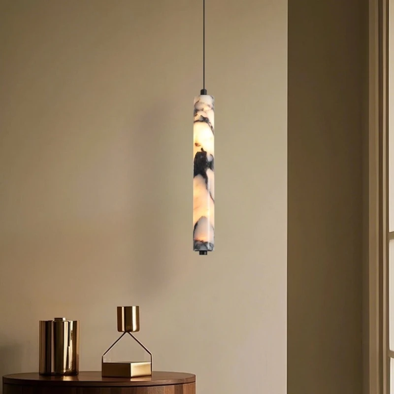 Marble LED Chandelier Full Spectrum Tricolor Pendant Light Interior Bedroom Bedside Lighting Lamps