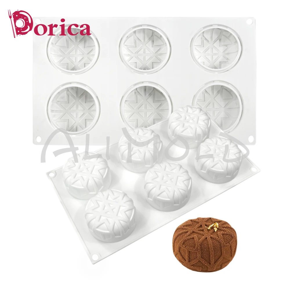 Dorica 6 Cells Chocolate Mousse Mold DIY Fondant Silicone Mould Cake Decorating Tools Kitchen Bakeware