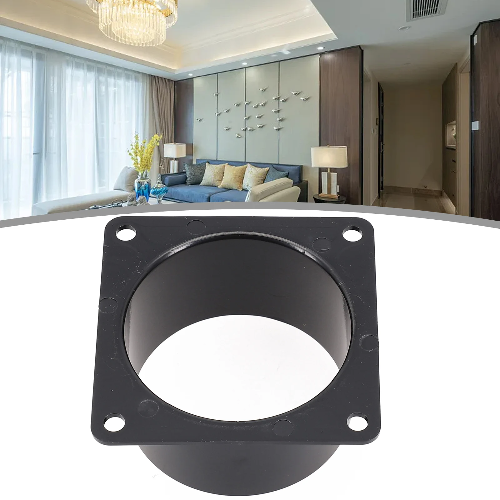 

1PC 75/100/120mm Black Flange Connector ABS Square Bottom Straight Flange Air Inlet And Outlet Suitable For Connecting Ventilati