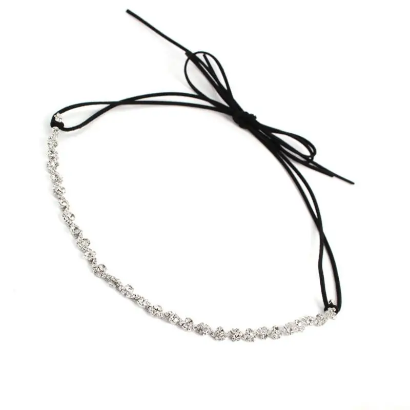 

31BF Long Multilayer Rhinestones Hair Chain Stage Performances Jewelry Hat Chain