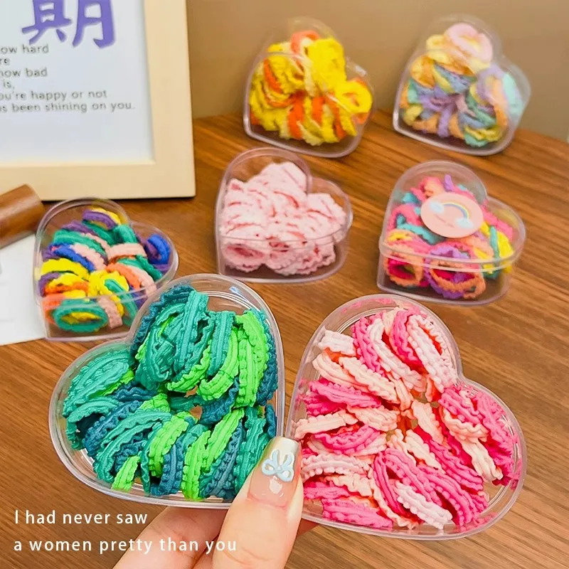 50pcs Love Box Packed Colorful Lace Hair Bands For Girls Children Lovely Hair Rope Rubber Bands Hairband Kids Hair Accessories