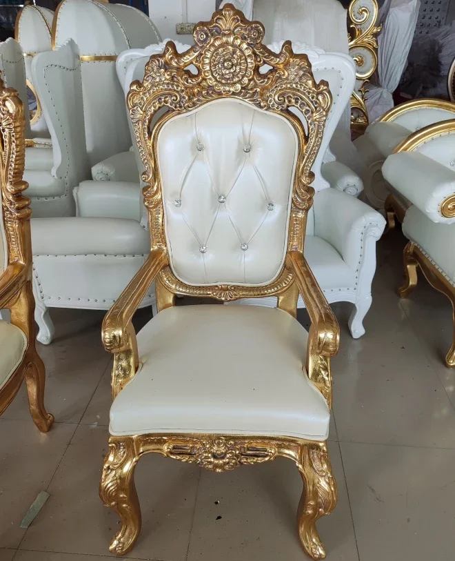 

Изготовленный на заказ оптовый дешевый стул King Trone с высокой спинкой для продажи Королевский золотой классический деревянный стул-трон