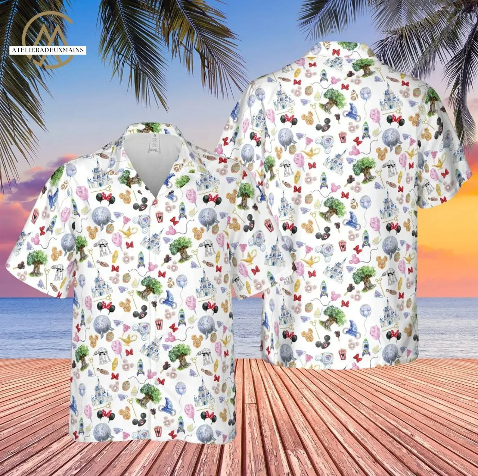 

Disney Most Magical Castle Hawaiian Shirt Men's Women's Short Sleeve Button Up Shirt Disney Hawaiian Shirt Mickey Beach Shirt