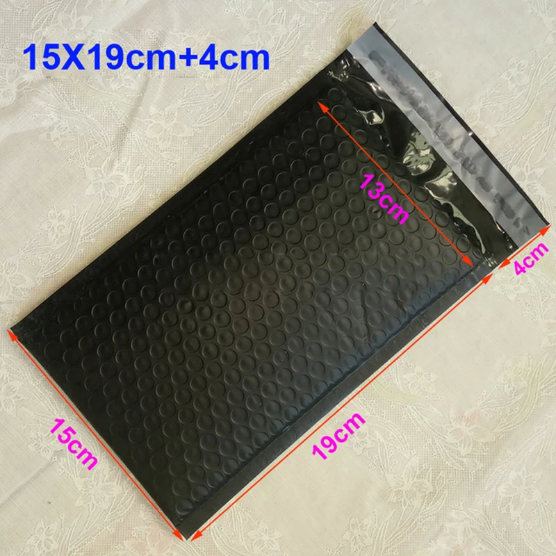 50pcs Black 15*19cm Poly bubble Mailer envelopes padded Mailing Bag Self Sealing