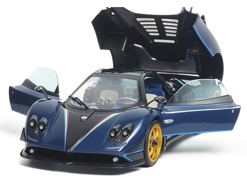 새로운 거의 실물 같은 자동차 모델 1/18 파가니 존다 트리콜로레 자동차 모델 풀 오픈 합금 시뮬레이션 자동차 장식품 컬렉션 장난감 맞춤 선물