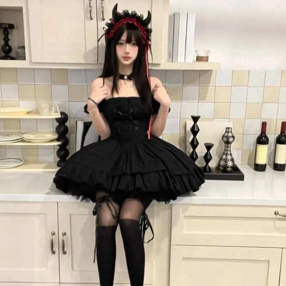 Lace-up Ruffle Devil's Corner Hair Band Bow Punk Little Devil Headband Tulle Cosplay Gothic Headwear Halloween Party