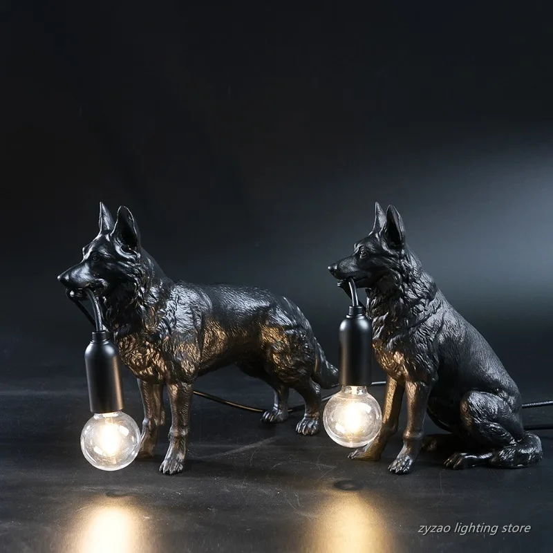 

Немецкая овчарка, декор в виде животных, торшер, домашнее украшение из смолы, настольный светильник для маленькой собаки, креативные поделки, лампа для декора стола с собакой и волком
