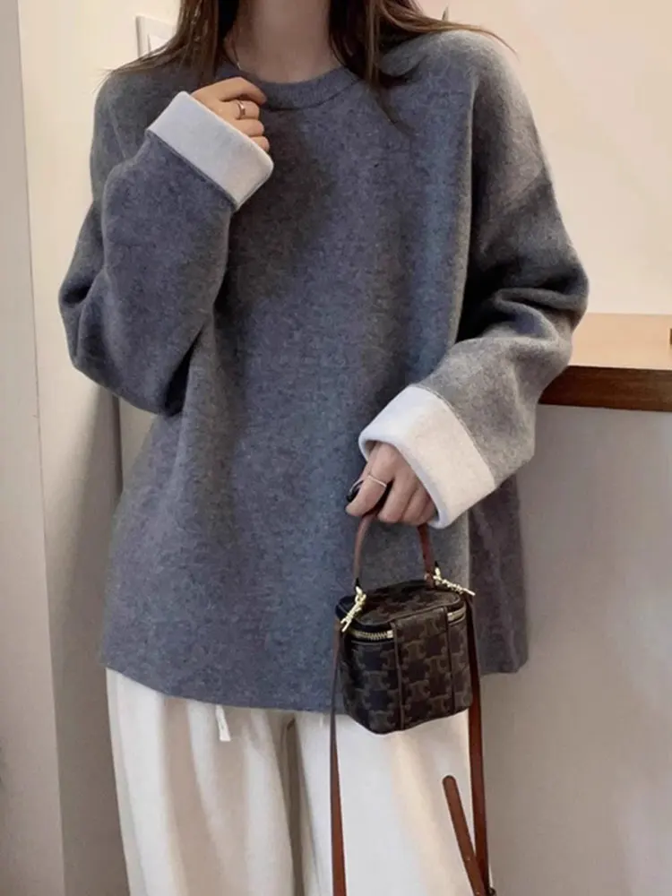 

Осенне-зимний вязаный длинный свитер Camere с круглым вырезом Ne, удобное мягкое новое женское пальто Sle 2025 Fall Faion