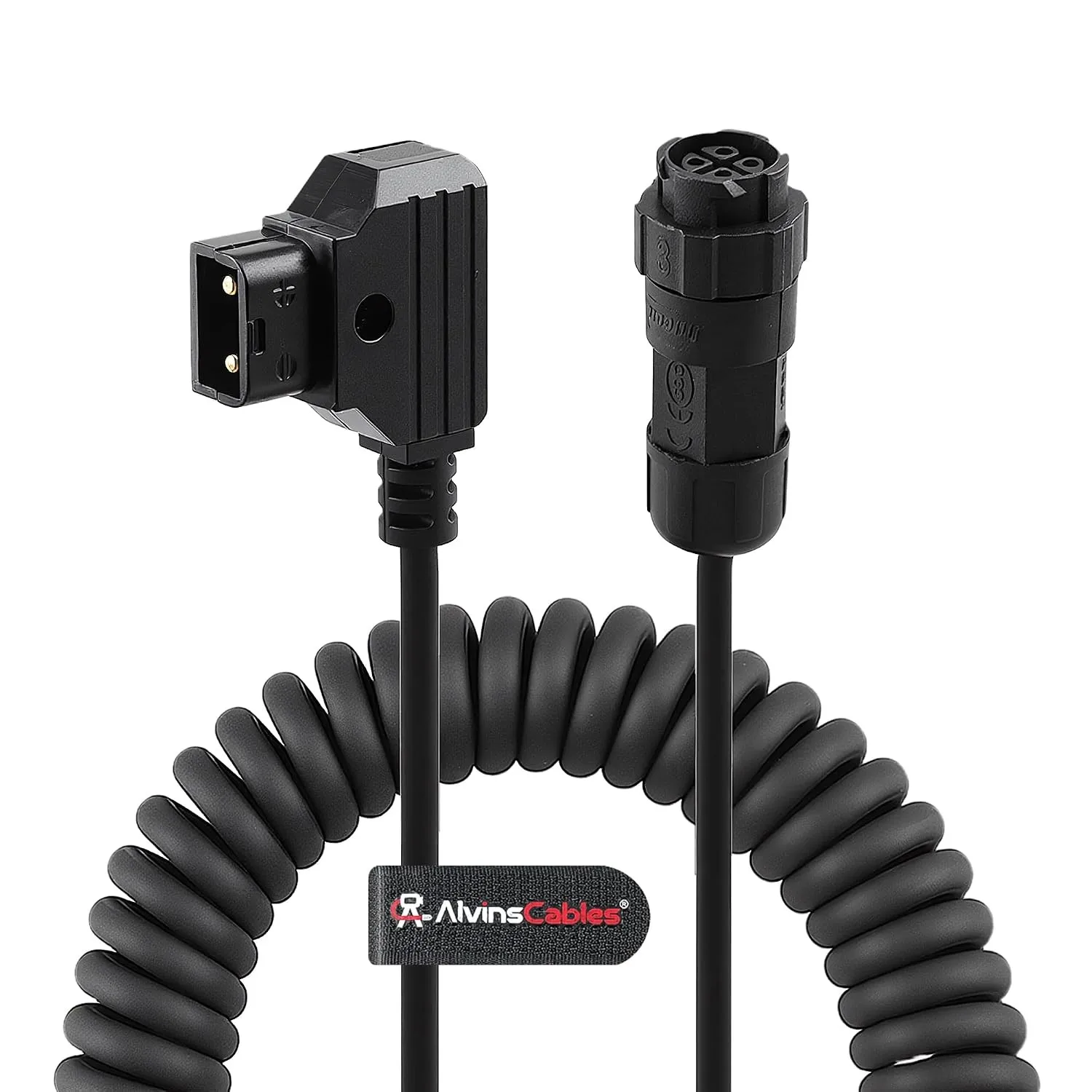 Alvin's Cables D-Tap to 4-Pin Coiled Power Cable for Aputure LS 60D LS 60X LED Lights, V-Mount Battery