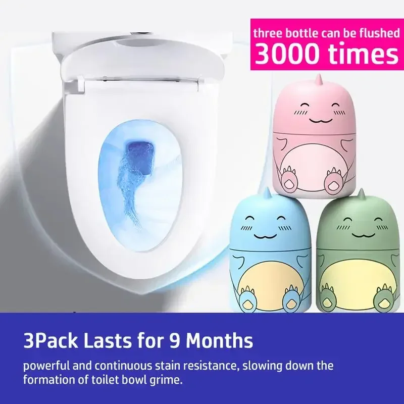 زجاجة منظف المرحاض على شكل ديناصور، منظف خزان معطر للمحيطات يدوم حتى 90 يومًا، إزالة قوية للبقع، نضارة تدوم طويلاً