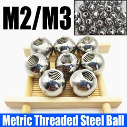 1-3PCS M2 M3 Thread Half Hole Metric Thread Stainless Steel Drilling Balls Female Thread Blind Hole Steel Ball Bead OD 5mm-50mm