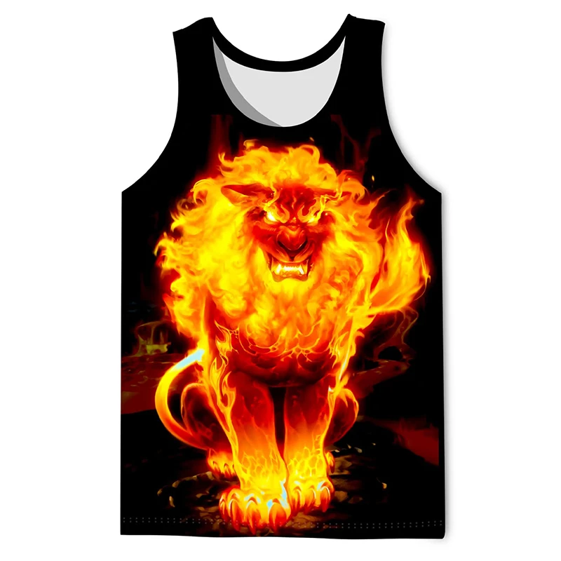 Animal Lion Wolf Pattern Tank Top Gym Tshirt 3D Printed Men Summer Streetwear Basketball Vest Quick Drying Sleeveless Y2k Tops