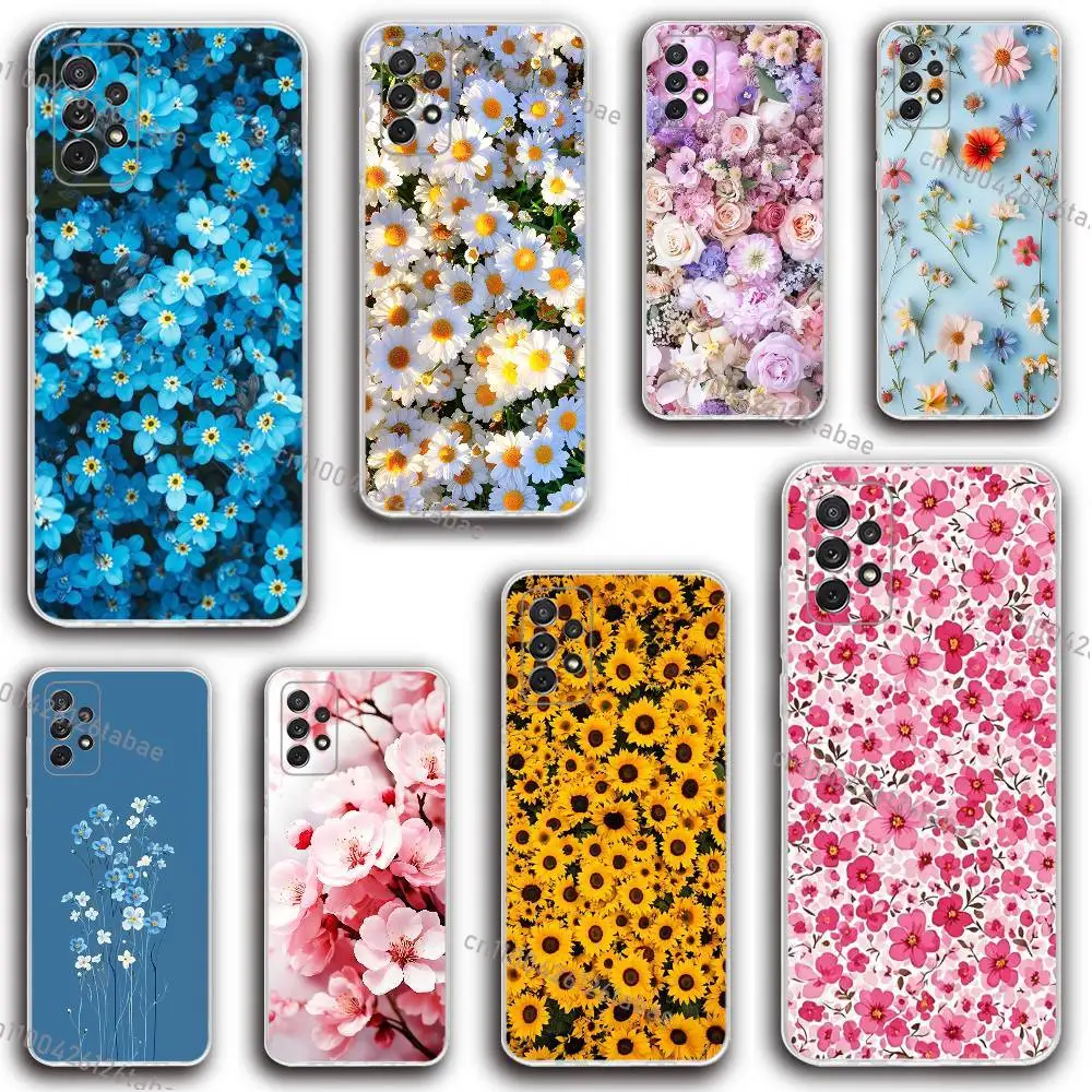 

INS Colorful Flowers Phone Case Silicone For Samsung S30,23,21,22,20 FE lite,S10,9,PIus Note20ultra Soft Transparent