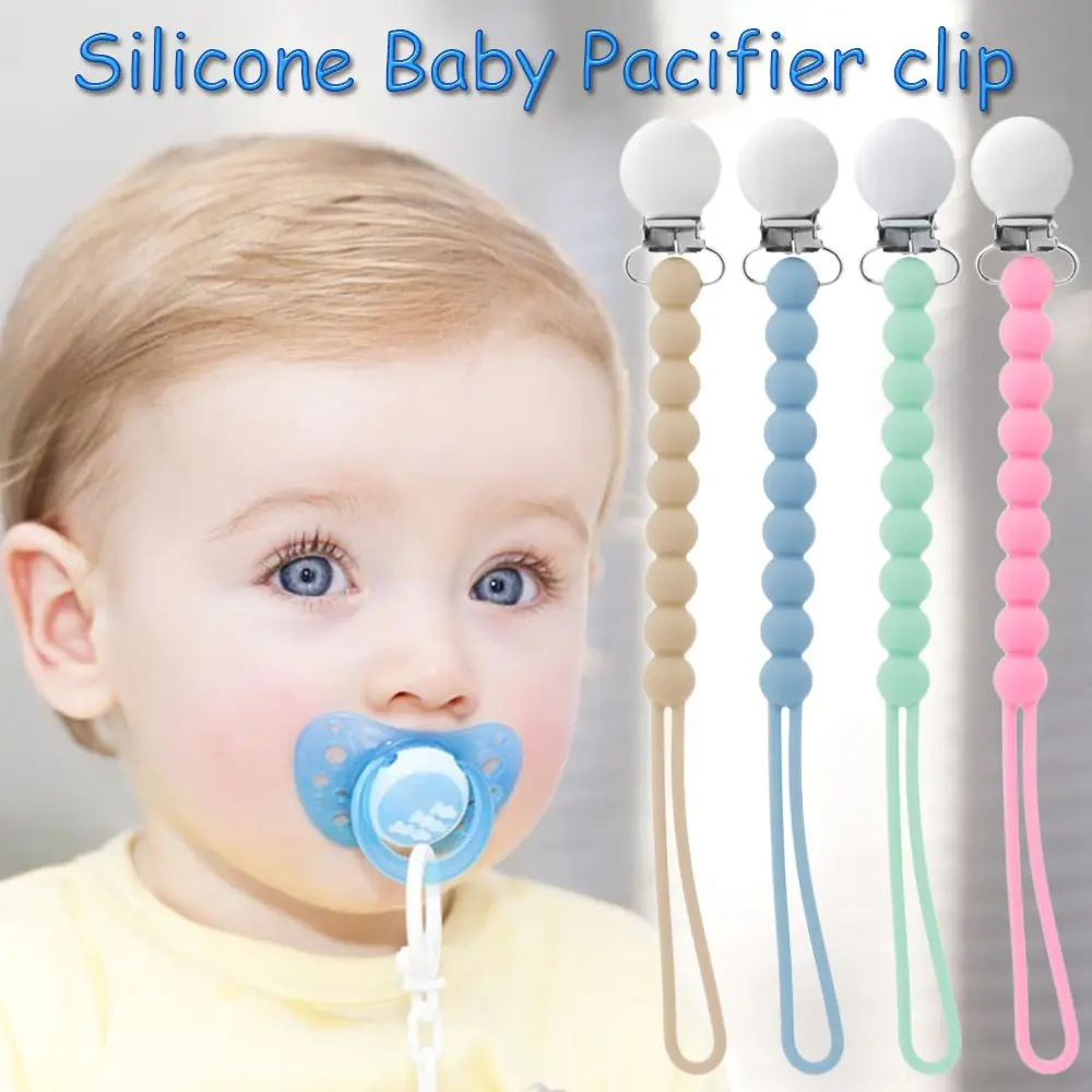 Silicone Safe Teething Chain Baby Dummy Pacifier Clip Anti Falling Bead Teether Nipple Holder Chain