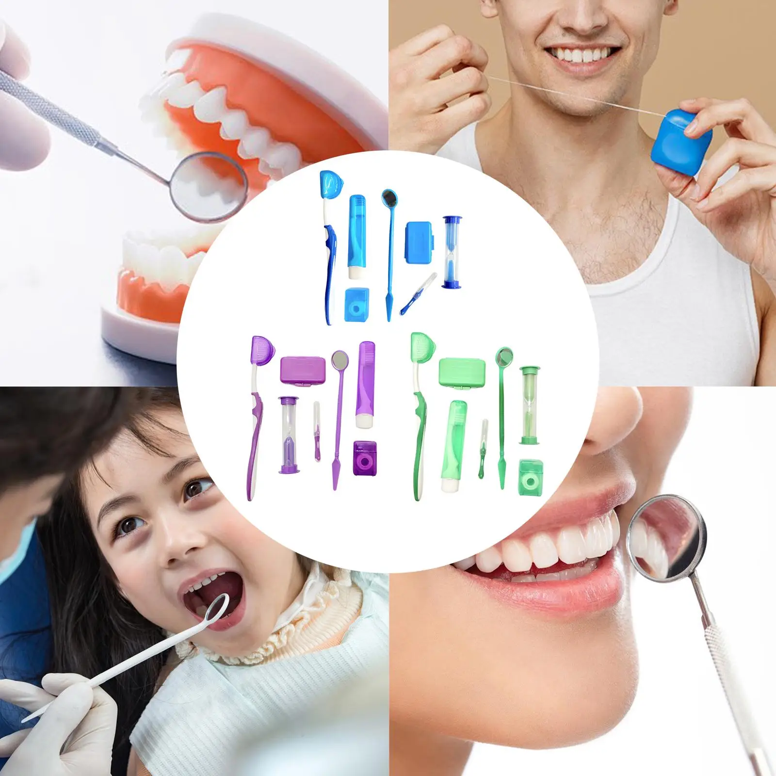 Kits de ortodoncia para el cuidado bucal, cepillo de cera protector, hilo dental, 8 piezas