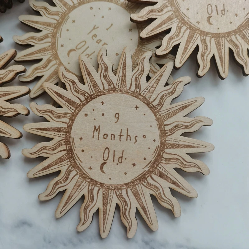 Boho Nursery sun Wooden Month Signs Sun Milestone/ Newborn Photo Prop