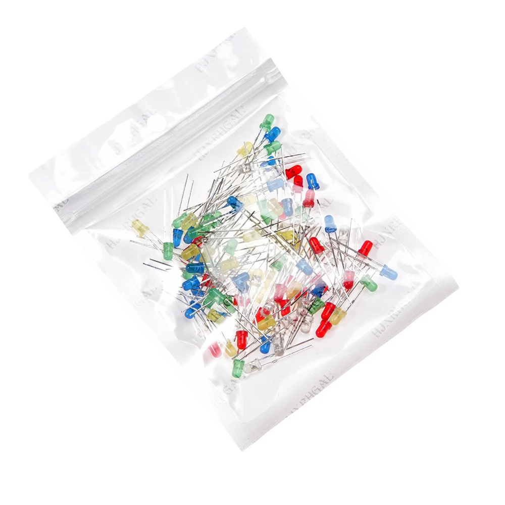 100PCS 3mm LED diode Light Assorted Kit 5Colors*20PCS F3 White Yellow Red Green Blue  component DIY kit