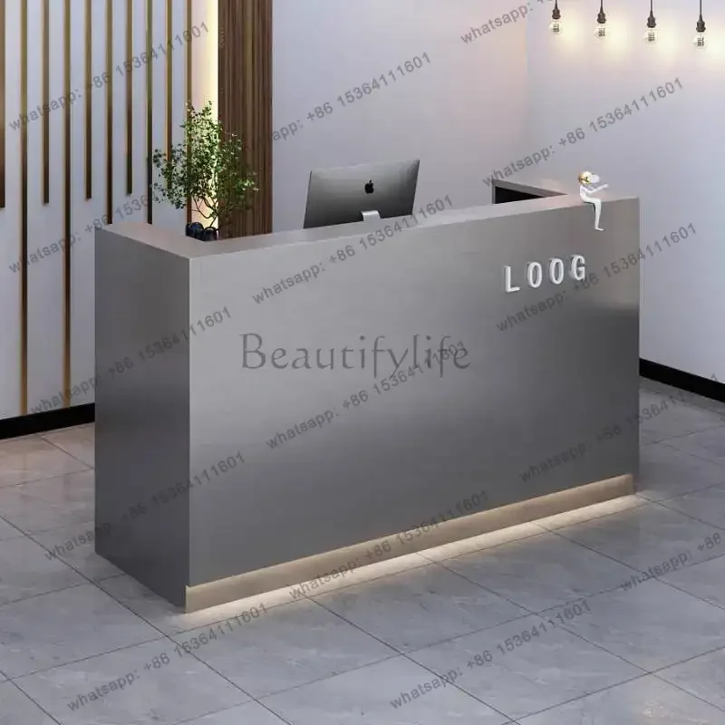 Factory Direct Sales Silver Decor Reception Desks Luxury Small Hotels Weight Business Reception Desk Beauty LongBancone Per Nego