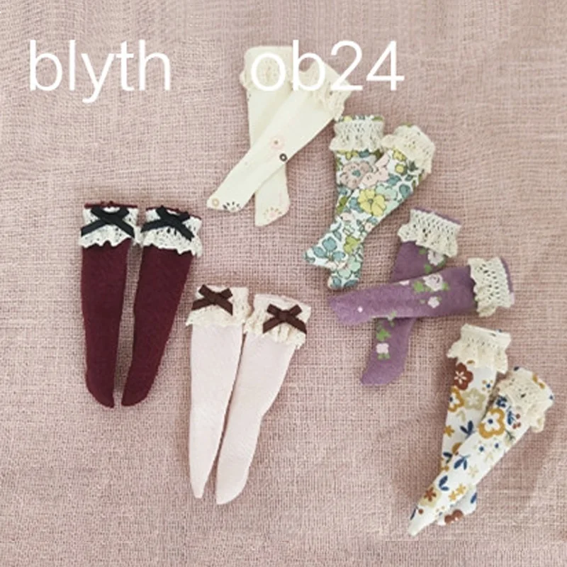 New Blyth Socks Fashion Floral Lace Socks Bowknot Socks for YMY24 Ob24 Azone Licca Doll Accessories