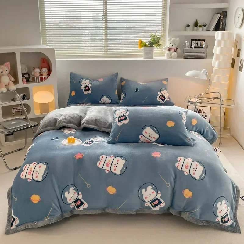 

Flannel Quilt Cover Duvet Cover Nordic Sling Comforter Sets Soft Warm Milk Fleece Blanket Thick Quilt Cover Throw Bed Linen