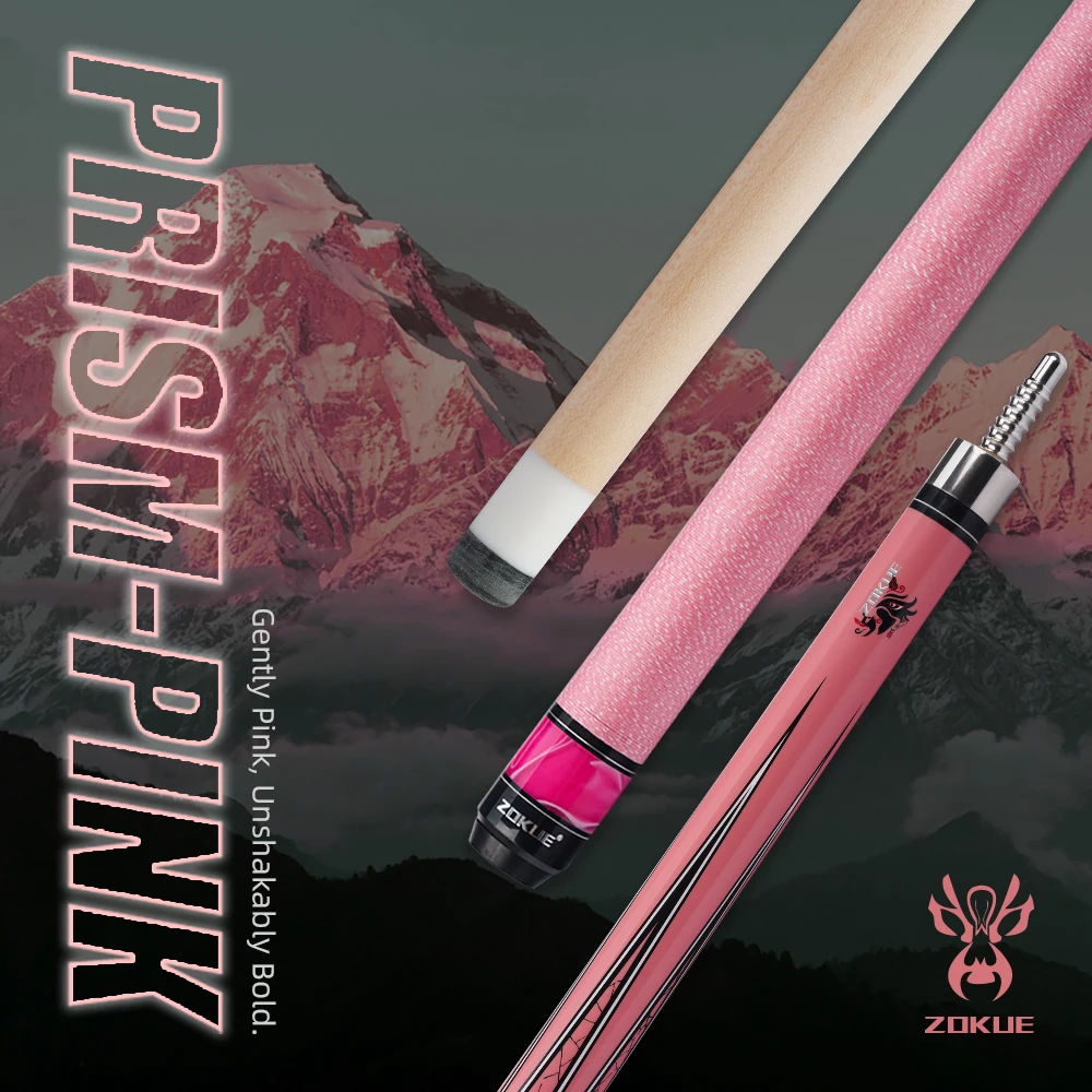 

Zokue Pink Pool Cue 11.5/12.5mm North American Hard Maple Shaft Radial Pin for billiards Cue Set