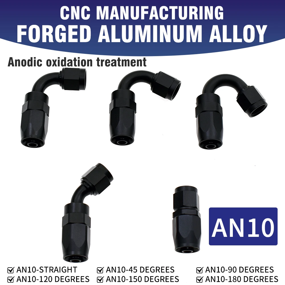 

Universal Type Oil Pipe Fitting Wire Braided Oil Tube Adapter Engine Oil Radiator Interface AN10Straight 0°45° 90° 120° 150°180°