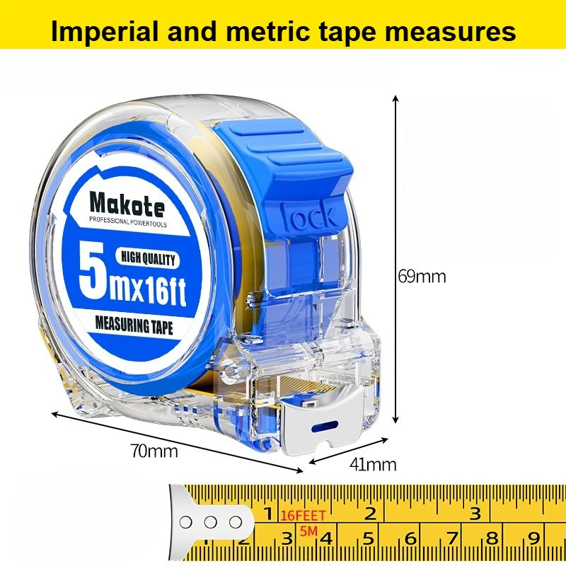 شريط قياس عالي الجودة من الفولاذ المقاوم للصدأ بطول 3-10 أمتار في نظام متري وإمبراطوري مناسب للأعمال الخشبية والاستخدام المنزلي #6