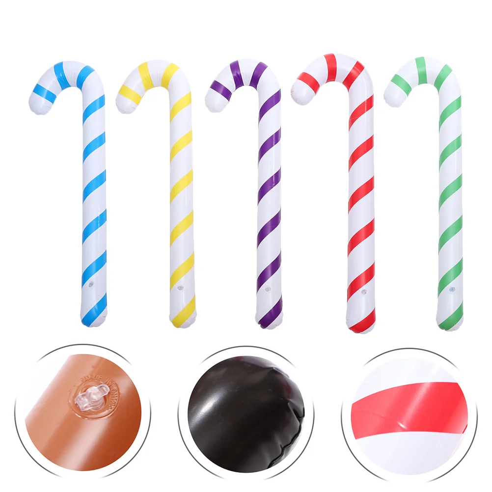 

10Pcs Inflatable Candy Canes Christmas Decorations PVC Festive Xmas Party Photo Props Bright Colored Candy Balloon