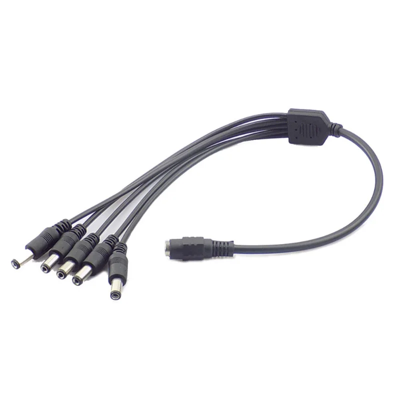 Conector de alimentación de CC de 5,5x2,1mm, Cable de alimentación de CC de 1 hembra a 2,3,4,5,6,8, adaptador divisor de enchufe macho para cámara CCTV de seguridad y tira LED