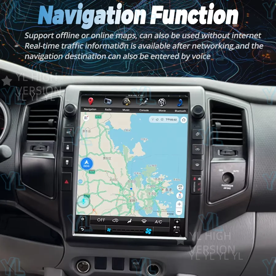 YL 13 بوصة أندرويد 13 شاشة Qled لتويوتا تاكوما 2005-2014 نظام تحديد المواقع Carplay الملاحة راديو السيارة مشغل وسائط متعددة وحدة رئيس ستيريو