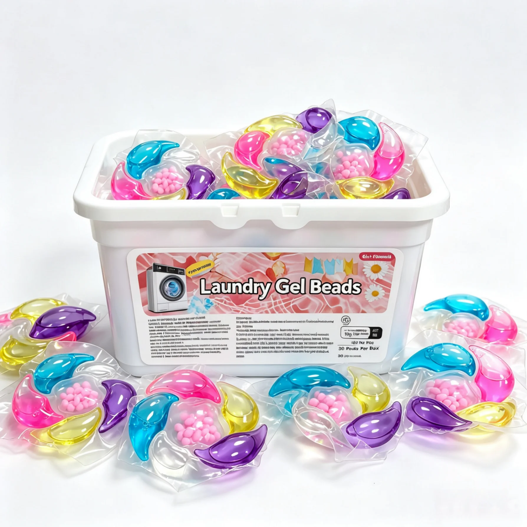 30 Count Multi-Color 6 Chamber Laundry Pods 6-in-1 10g/pc  Deep Clean Stain Fighter Whitening Brightening Fabric Softener Long Lasting Scent Booster Beads Laundry Detergent Gel Capsules