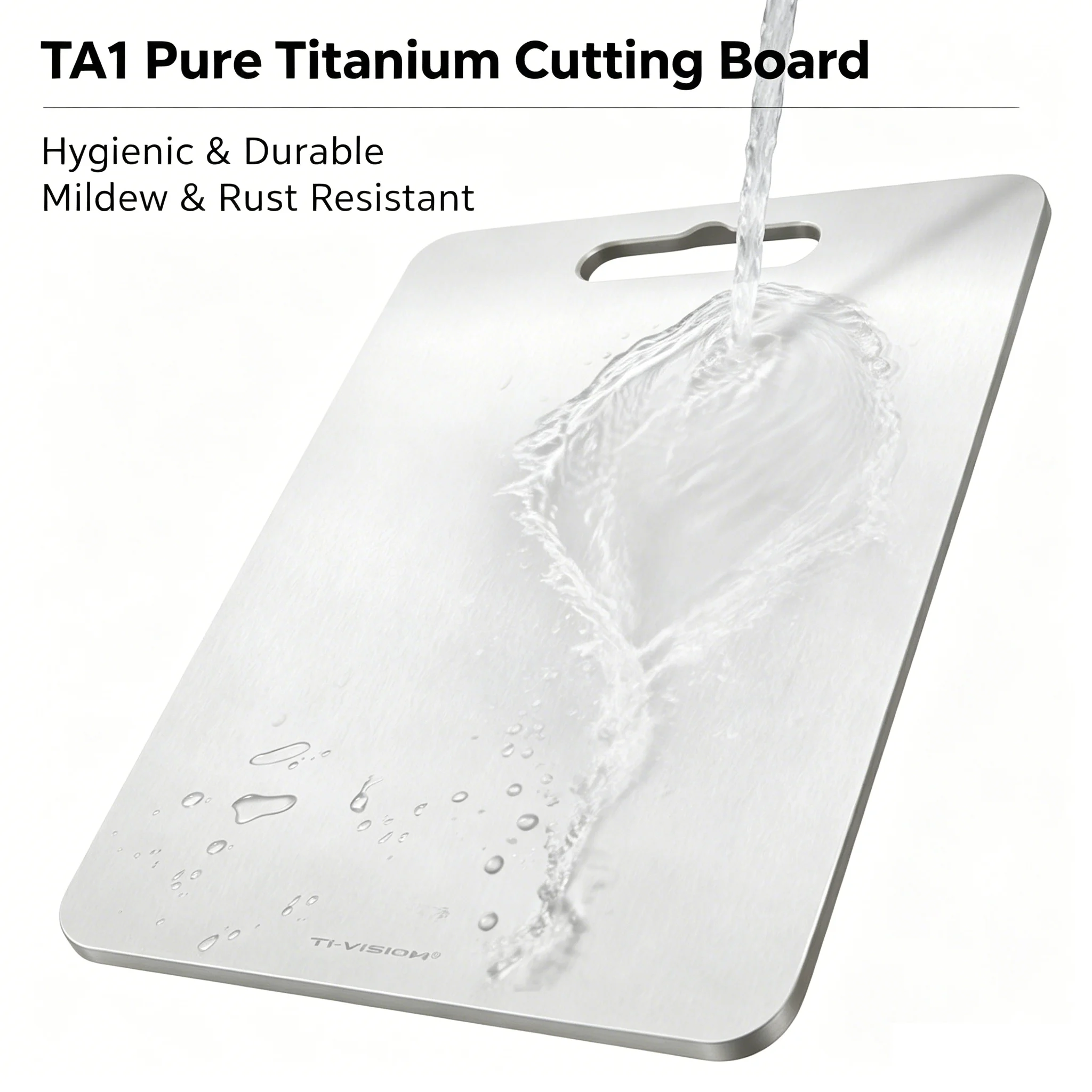 

99.7% Pure Titanium Cutting Board Non-Toxic Food-Grade Anti-Bacterial Mildew Resistant Kitchen Chopping Board for Meat & Vegetab