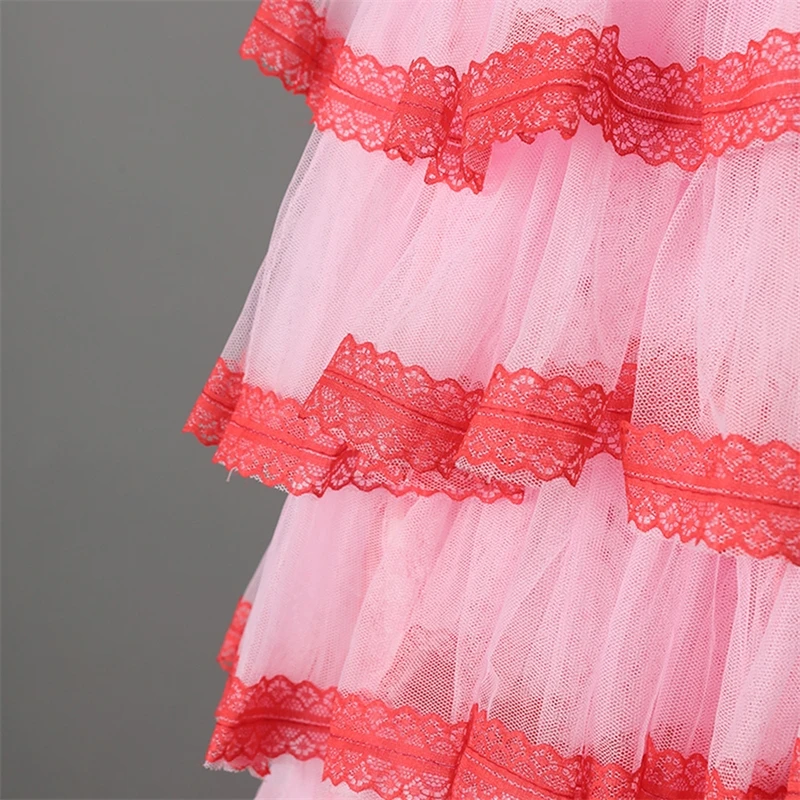 Mulheres cor rosa listrado camadas malha elegante vestido de luxo chique novo em torno do pescoço sem mangas moda maré primavera verão