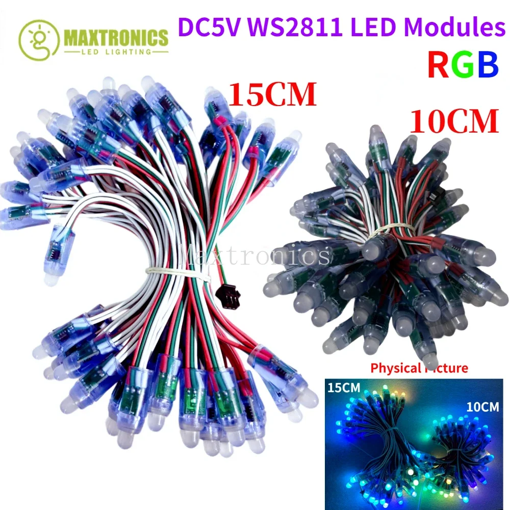 10/15CM DC5V 50PCS WS2811 IC LED Module Light 12MM Full Color Waterproof IP68 LED String For Festival Decorative LED Pixel Lamp