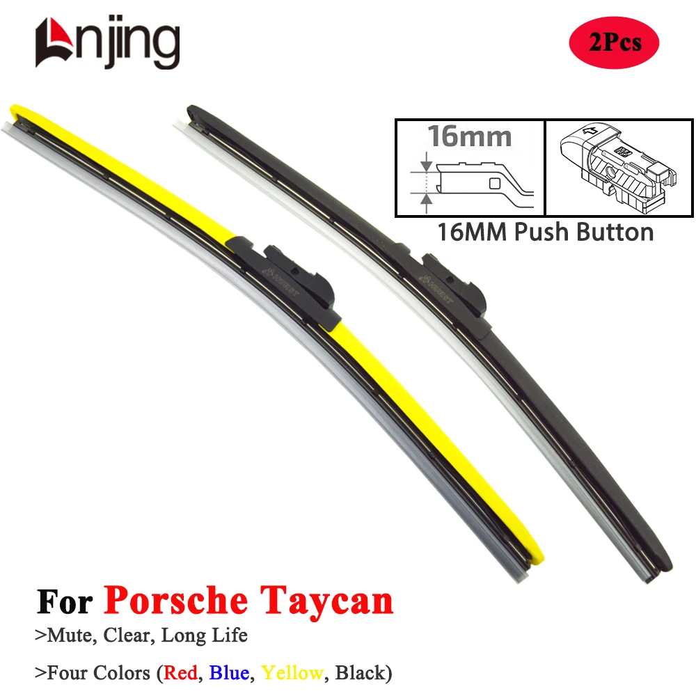 LNJING Colorful Windshield Wiper Blades For Porsche Taycan 9Y1 Electric Turbo GT S 2019 2021 2022 2023 2024 2025 Car Accessories