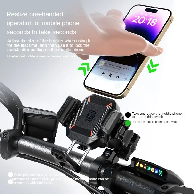 Motorcycle Navigation Stand Cell Phone Holder Anti-vibration Anti-theft Motorcycle Pedal Car Riding Navigation Fixed Frame