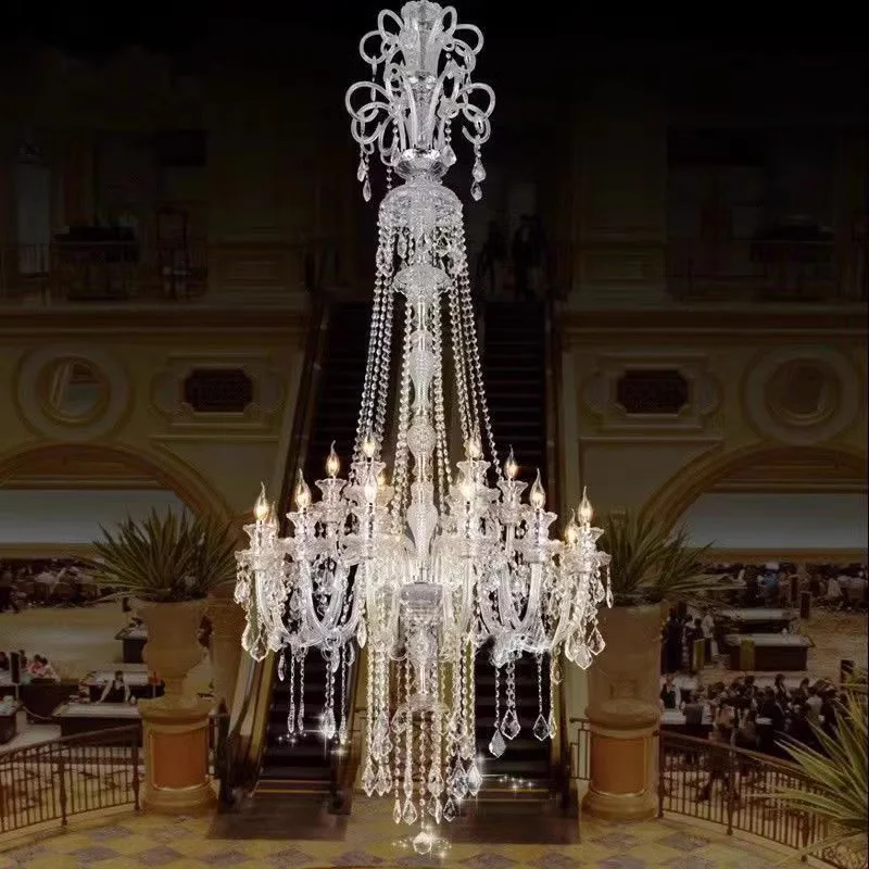 Modern Candle Chandeliers Villa Duplex Living Room Pendant Lamps High Grade Hotel Crystal Bedroom Restaurant Led Hanging Lights